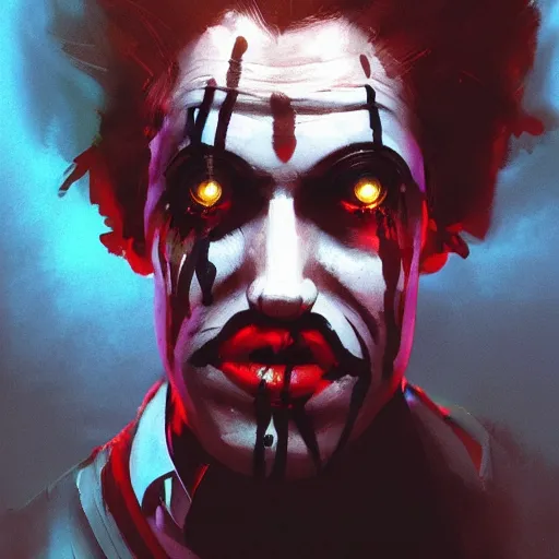 Image similar to portrait of the gay clown, dramatic lighting, illustration by greg rutkowski, yoji shinkawa, 4 k, digital art, concept art, trending on artstation