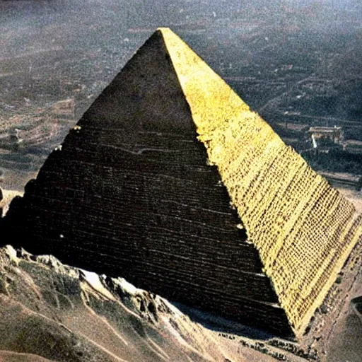 Prompt: pyramid being built by aliens!!!, confidential documents, fine details