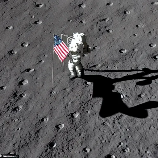 Image similar to an astronaut riding a unicorn on the moon, nasa image