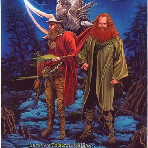 Image similar to 🧙🦅🛸🔥🌞🌲, Larry Elmore, Stephen Fabian