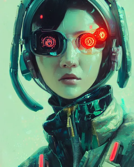 Image similar to detailed portrait neon operator girl, cyberpunk futuristic neon, reflective puffy coat, decorated with traditional japanese ornaments by ismail inceoglu dragan bibin hans thoma greg rutkowski alexandros pyromallis nekro rene maritte illustrated, perfect face, fine details, realistic shaded, fine - face, pretty face