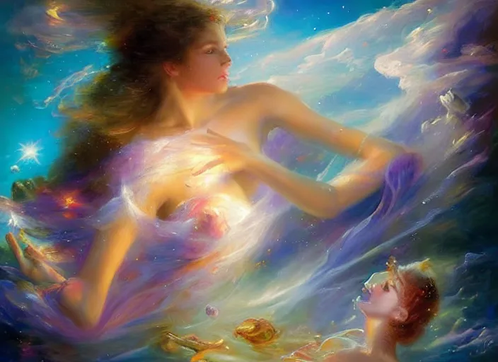 Prompt: cosmic ocean by vladimir volegov and alexander averin and delphin enjolras and daniel f. gerhartz