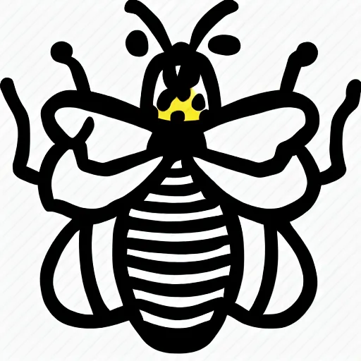 Prompt: bee icon image, black and white, bold lines artistic