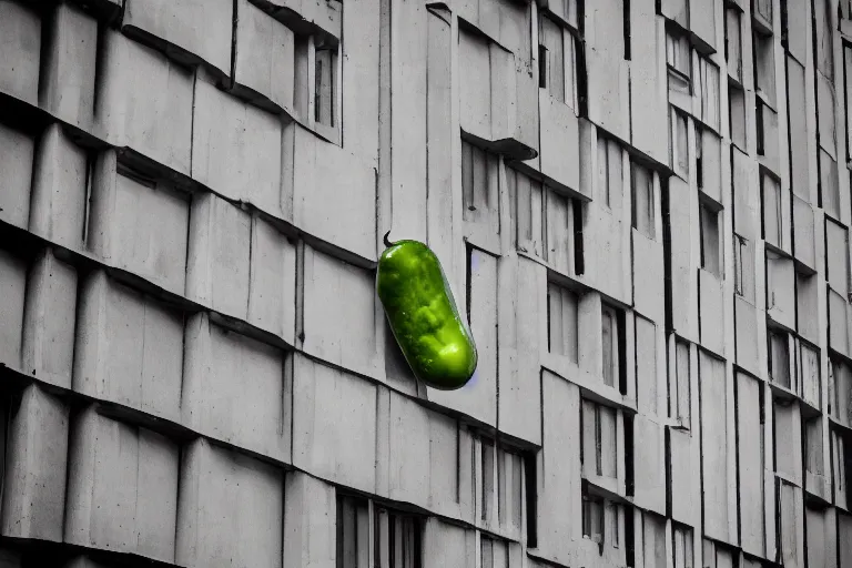 Image similar to brutalist structure in the shape of a jalapeno, urban photography