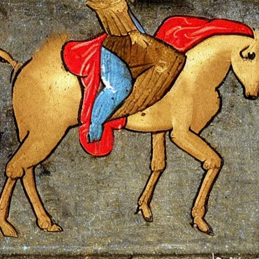 Prompt: medieval painting of a horse by someone who does not know what a horse looks like.