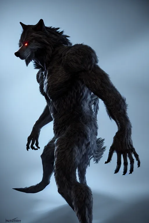 Image similar to werewolf from van helsing unreal engine hyperreallistic render 8k character concept art moon forest