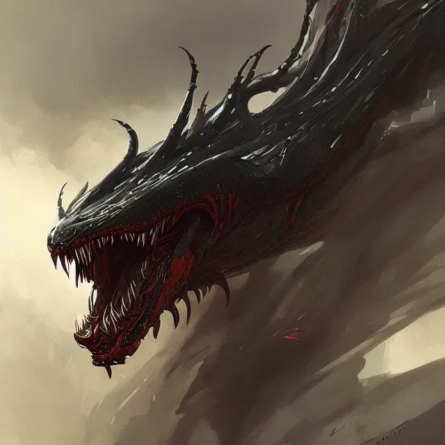 Prompt: a painting of a venom dragon by greg rutkowski, dark fantasy art, high detail, trending on artstation