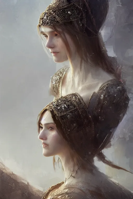 Image similar to medieval princess, gorgeous, close-up portrait, intricate, elegant, volumetric lighting, scenery, digital painting, highly detailed, artstation, sharp focus, illustration, concept art, ruan jia, steve mccurry