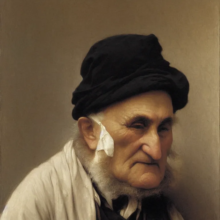Prompt: Carl Friedrich Gauss with his smoking cap on by William Adolphe Bouguereau