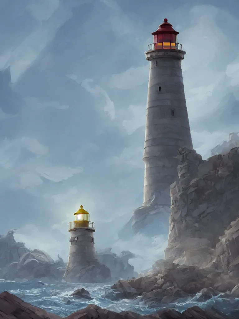 Image similar to lighthouse by disney concept artists, blunt borders, rule of thirds