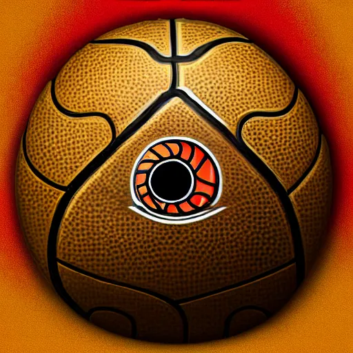 Image similar to a dungeons and dragons mimic shaped as a basketball, digital art