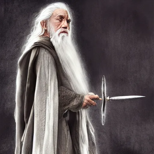 Image similar to danny devito as gandalf the white, lord of the rings movie, full body, hyper realist, high quality, wide angle, illustration, digital art