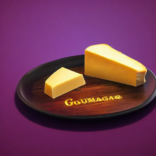 Image similar to A highly detailed digital art of a Gouda Cheese, volumetric lighting, 4k resolution, warm colors,