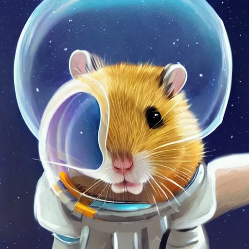 Prompt: a detailed illustration of a hamster astronaut. artstation style painting