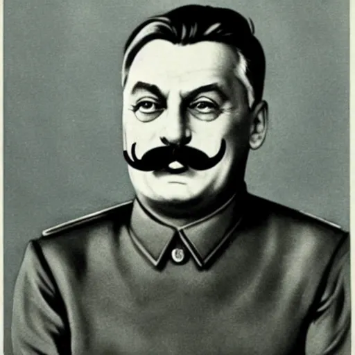 Image similar to viktor orban with a stalin moustache on soviet election poster, 1 9 2 0 s, beautiful