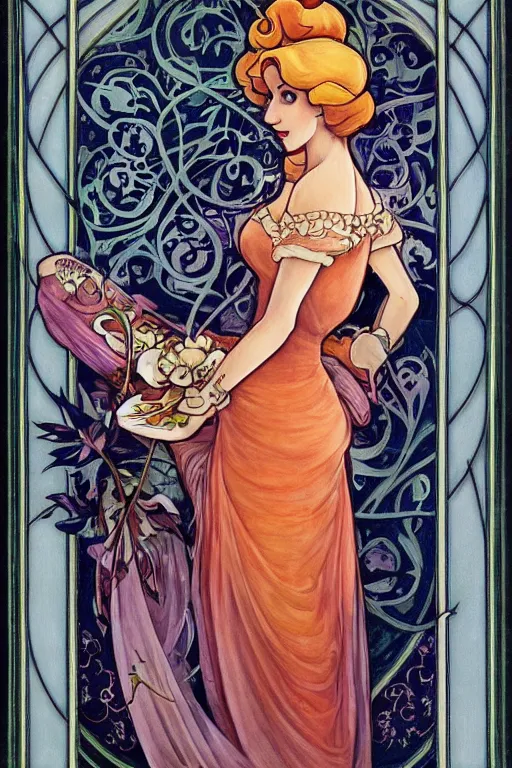 Image similar to beautiful art nouveau painting of princess peach