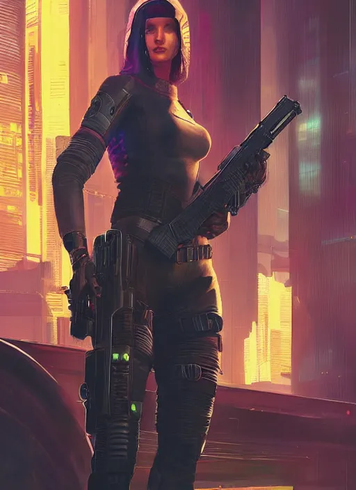 Image similar to Maria. Hacker in tactical gear infiltrating corporate mainframe. Cyberpunk 2077, blade runner 2049, matrix Concept art by James Gurney, greg rutkowski, and Alphonso Mucha. Stylized painting with Vivid color.