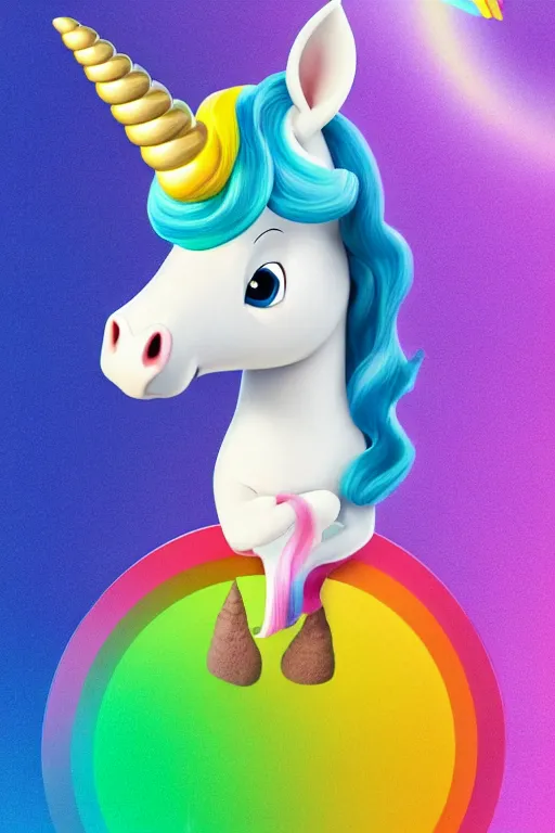 Prompt: portrait of a unicorn with a white teacup on the mouth with rainbow in background, full body. pixar disney 4 k 3 d render funny animation movie oscar winning trending on artstation and behance, ratatouille style