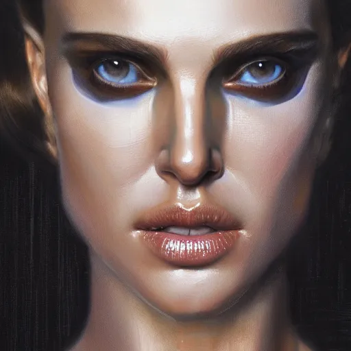 Image similar to a portrait of natalie portman as a replicant from blade runner, detailed, centered, digital painting, artstation, concept art, donato giancola, joseph christian leyendecker, wlop, boris vallejo, breathtaking, 8 k resolution, extremely detailed, beautiful, establishing shot, artistic, hyperrealistic, beautiful face, octane render