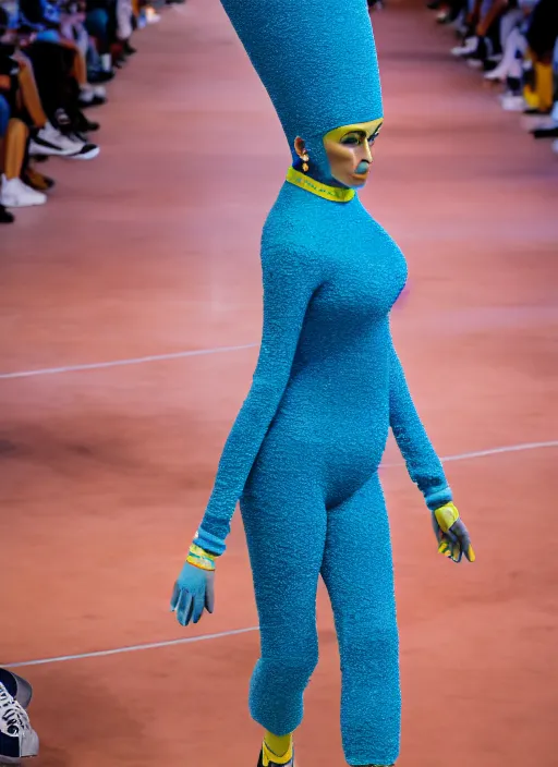 Image similar to hyperrealistic and heavy detailed air jordan runway show of marge simpson, leica sl 2 5 0 mm, vivid color, high quality, high textured, real life