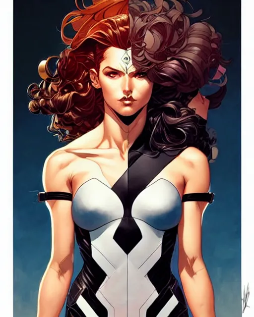 Prompt: artgerm, joshua middleton and sandra chevrier comic cover art, full body pretty female paladin, symmetrical eyes, long curly hair, beautiful, rim lighting, vivid colors