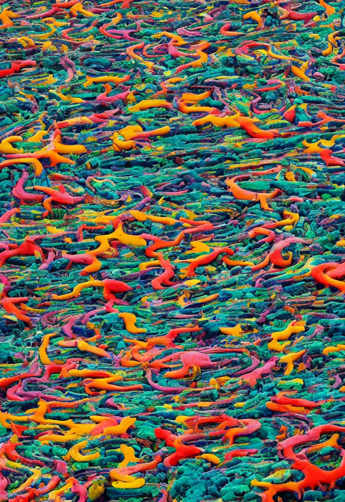 Image similar to andreas gursky, tractor tyres, colorful tropical sea slug, clyfford still, wildlife photography