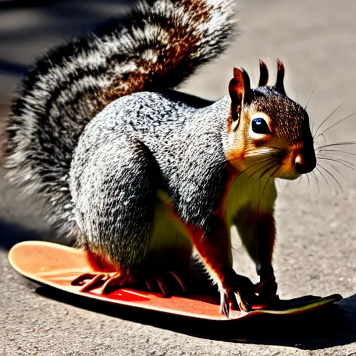 Image similar to a photo of a squirrel on a skateboard