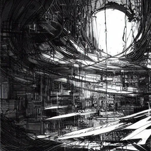 Prompt: tsutomu nihei architecture