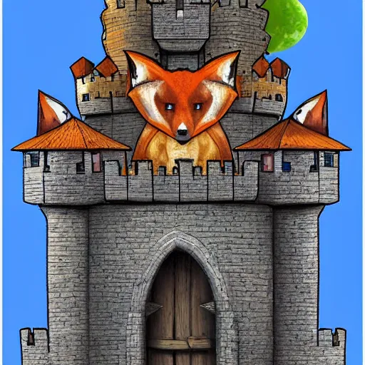 Image similar to dungeons and dragons castle that is shaped like a fox, digital art