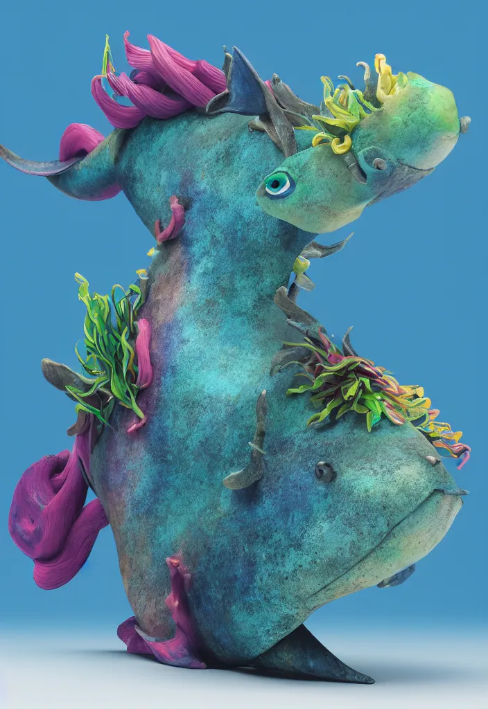 Prompt: vibrant colors. tropical sea slugs. beautiful animal eyes. sharp slate. hooves. complementary color scheme. national geographic. 8 k, rendered in octane, smooth gradients. narwhal. sculpture by antonio canova