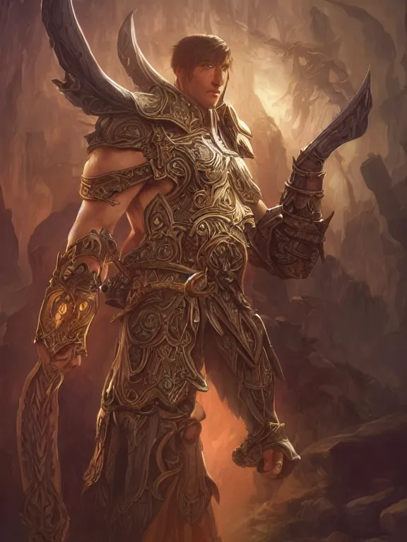 Image similar to world of warcraft male elven warrior, fantasy, man, intricate, elegant, highly detailed, digital painting, artstation, concept art, wallpaper, smooth, sharp focus, illustration, art by artgerm and greg rutkowski and alphonse mucha