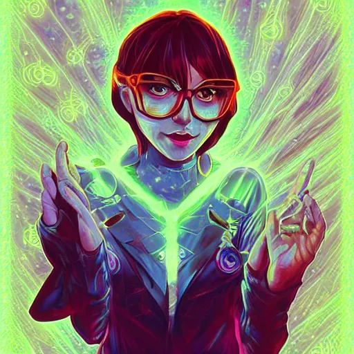 Image similar to skill magic geek inside matrix deepdream radiating a glowing aura stuff loot legends stylized digital illustration video game icon artstation lois van baarle, ilya kuvshinov, rossdraws,