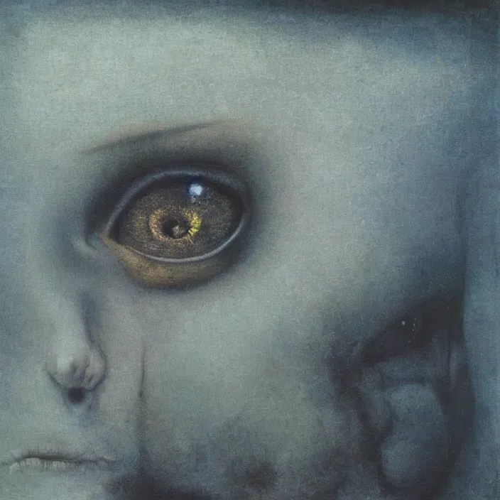 Prompt: beksinski, zdzisław - her eyes wide, oil on canvas