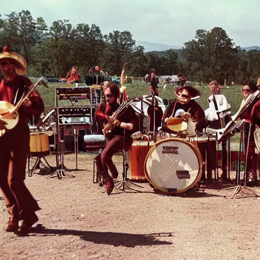 Prompt: cantina band performing at woodstock