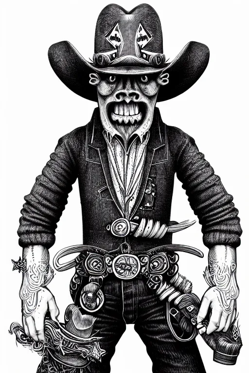 Image similar to a line drawing of a cowboy by joe fenton, trending on artstation, realistic rendering