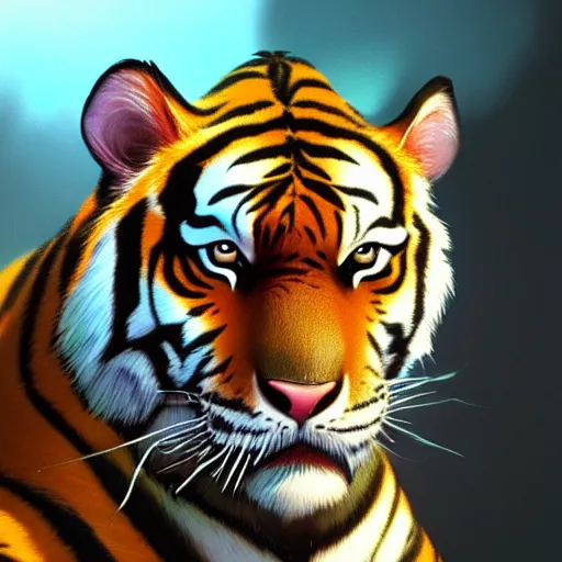 Prompt: portrait of an antropomorphic bengal tiger, mattepainting concept blizzard pixar maya engine on stylized background splash comics global illumination lighting artstation, sharp focus, lois van baarle, ilya kuvshinov, rossdraws