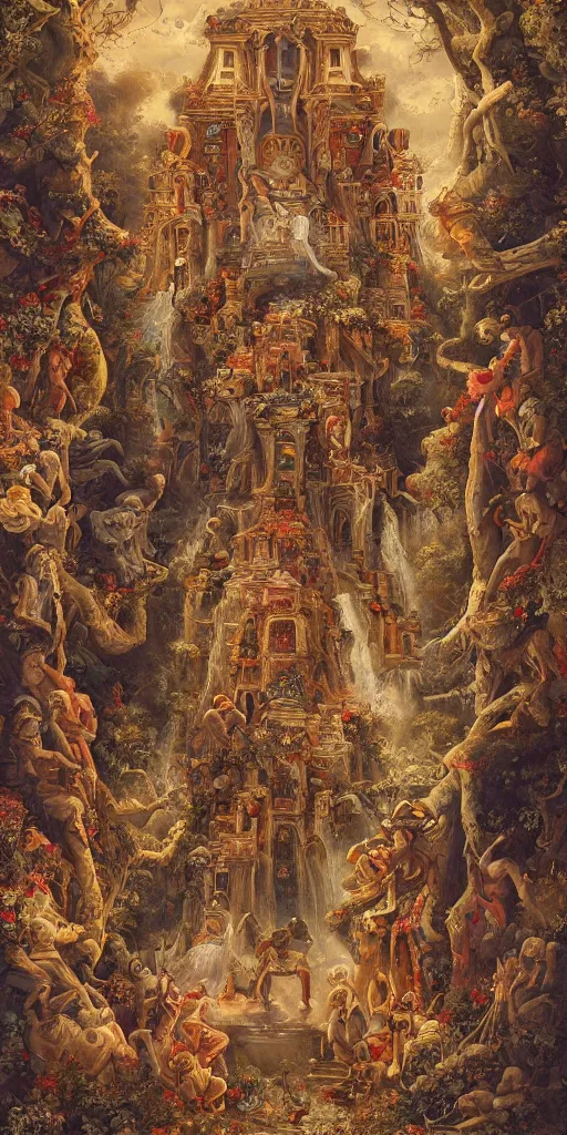 Prompt: a stunning and noble highly detailed romantic period style painting of the place where aztec gods come into being by james jean, josep tapiro baro and harles sillem lidderdale, trending on artstation, oil painting masterpiece, symmetry, rule of thirds, mysterious