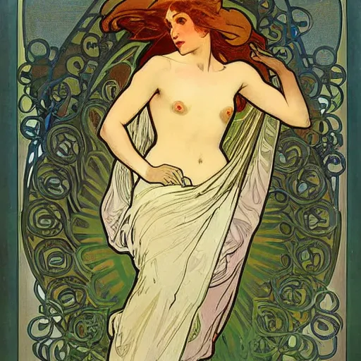 Image similar to lightning by alphonse mucha