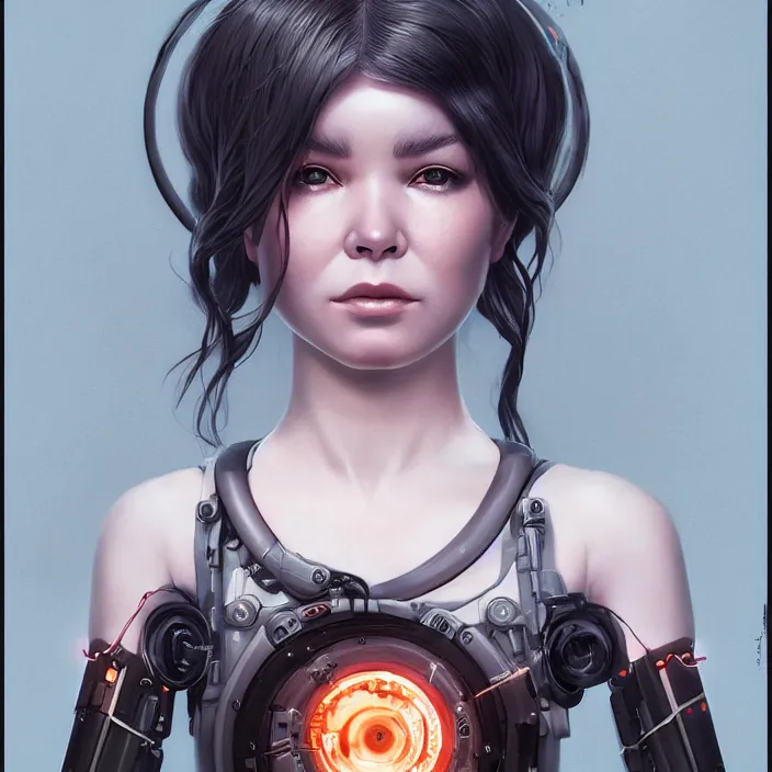 Image similar to symmetrical bjork cyborg - by tom bagshaw, by ilya kuvshinov, rtx rendering, octane render 1 2 8 k, maya, extreme high intricate details by wlop, digital anime art by ross tran, medium shot, close up shot, composition by sana takeda, dramatic lighting by greg rutkowski, 8 k, trending on artstation