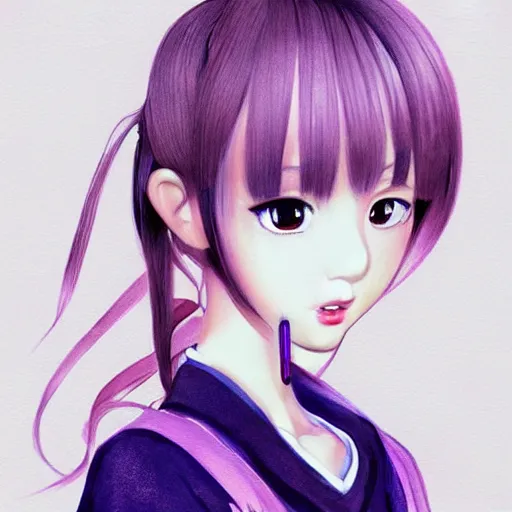 Image similar to a perfect, realistic professional digital sketch of a Japanese J-Pop idol girl in style of Pixar, by pen and watercolor, by a professional Chinese Korean artist on ArtStation, on high-quality paper