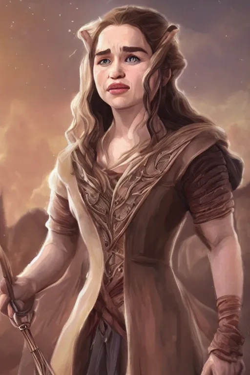 Prompt: emilia clarke portrait as a dnd character fantasy art.