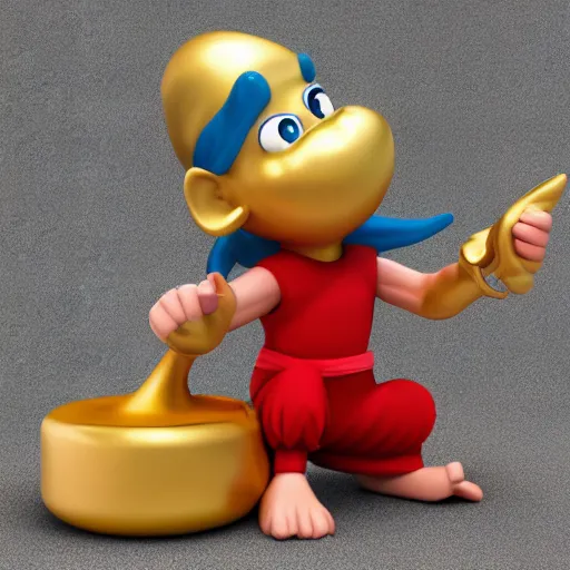 Prompt: friendly genie mascot for a website, 3 d render character art 8 k