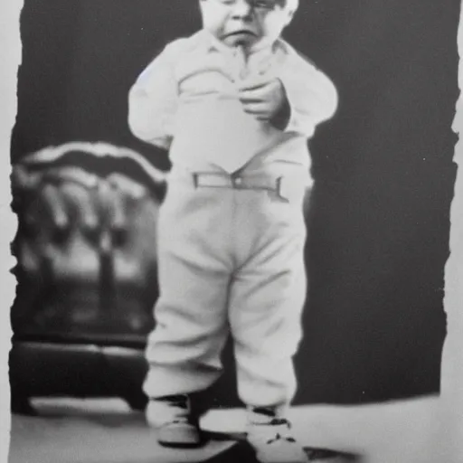 Prompt: Al Capone as a 2 year old, photorealistic