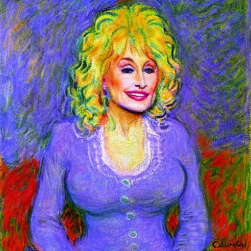 Image similar to dolly parton art by claude monet