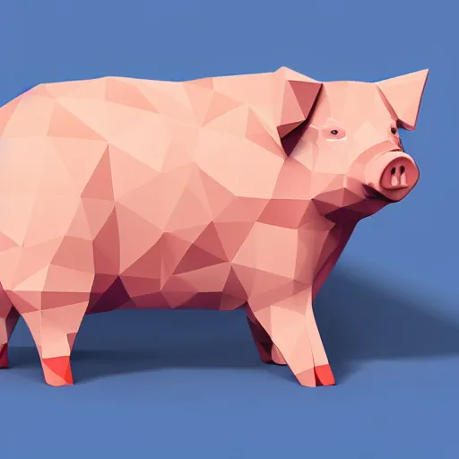 Prompt: low poly isometric pig on a blank background