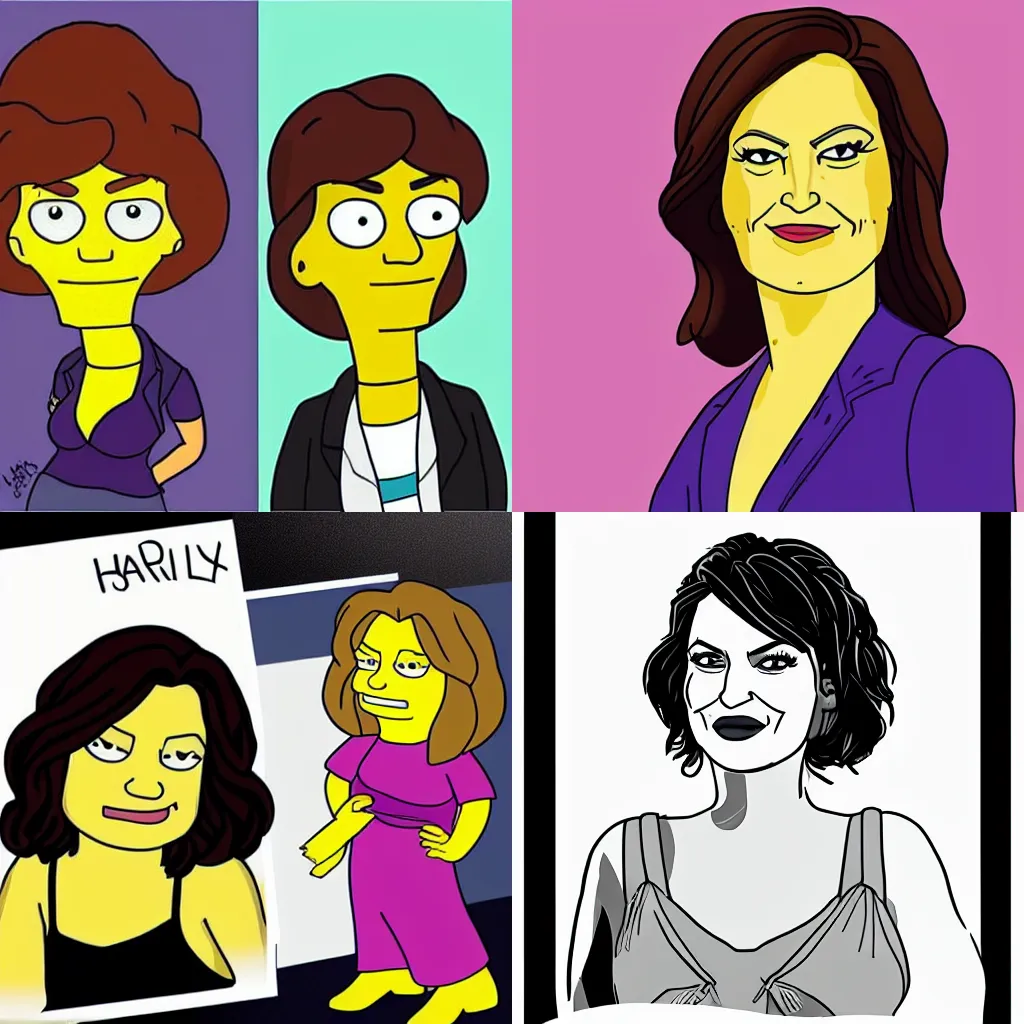 mariska hargitay drawing in the style of the simpsons, | Stable ...