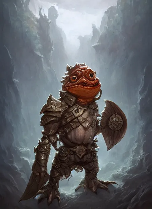 Prompt: cute little anthropomorphic piranha lord wearing canyon carapace, tiny, small, miniature animal, baby animal, short, pale black armor, cute and adorable, pretty, beautiful, DnD character art portrait, matte fantasy painting, DeviantArt Artstation, by Jason Felix by Steve Argyle by Tyler Jacobson by Peter Mohrbacher, cinematic lighting