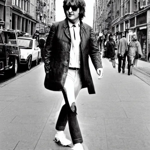 Prompt: john lennon walking down the street, hd, 4 k, high resolution, intricate detail, realistic