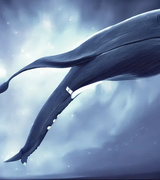 Prompt: whale - shaped spaceship. realism art, high detailed, fine art, trending on artstation, smooth draw, perfect lightning, sharp focus.