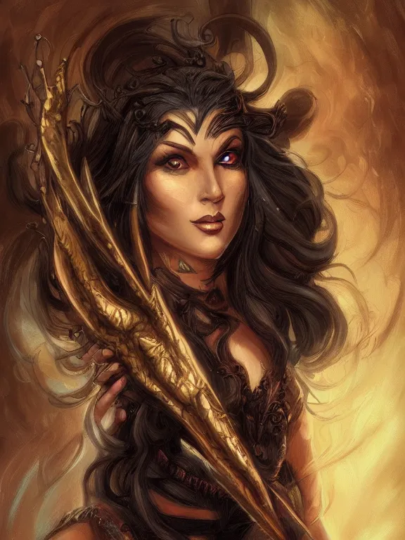 Image similar to a portrait of a beautiful female wizard, full face, beautiful clothes, style of Boris Vallejo and Frank Frazetta, very detailed, fantasy art, rule of thirds, trending on artstation and deviantart